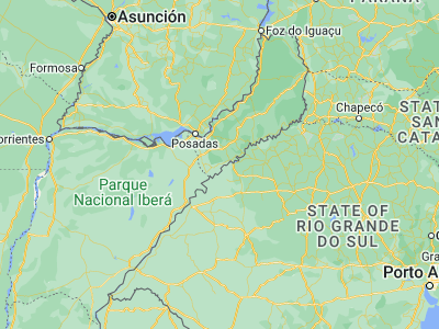 Map showing location of Santa María (-27.90356, -55.38541)