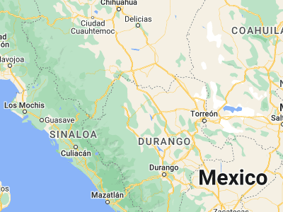 Map showing location of Santa María del Oro (25.93333, -105.36667)