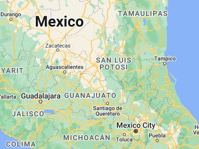 Map showing location of Santa María del Río (21.8, -100.75)