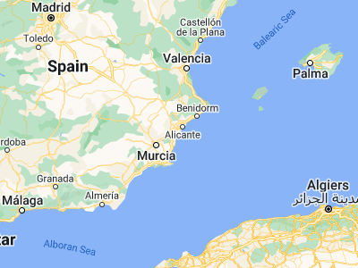 Map showing location of Santa Pola (38.19165, -0.5658)