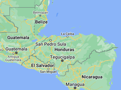 Map showing location of Santa Rita (15.16667, -87.28333)