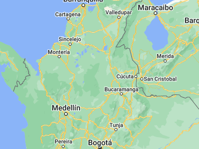 Map showing location of Santa Rosa del Sur (7.96444, -74.05444)