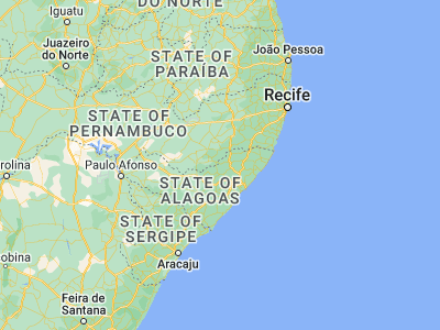 Map showing location of Santana do Mundaú (-9.16806, -36.22222)