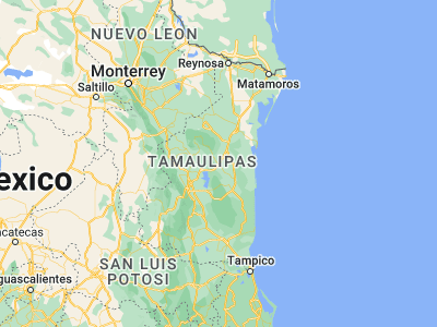 Map showing location of Santander Jiménez (24.21518, -98.48378)