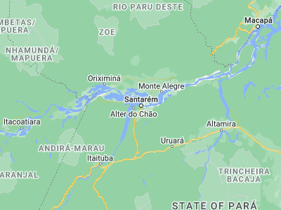 Map showing location of Santarém (-2.44306, -54.70833)