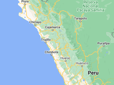 Map showing location of Santiago de Chuco (-8.15, -78.18333)