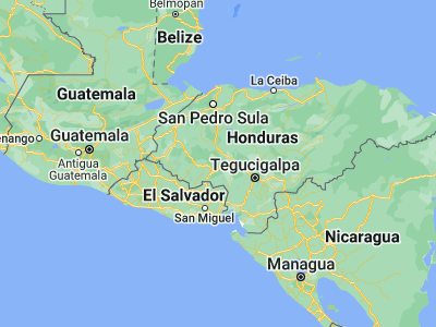Map showing location of Santiago Puringla (14.35, -87.9)