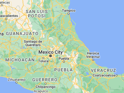 Map showing location of Santiago Tulantepec (20.03333, -98.35)