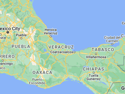 Map showing location of Santiago Tuxtla (18.46562, -95.30159)