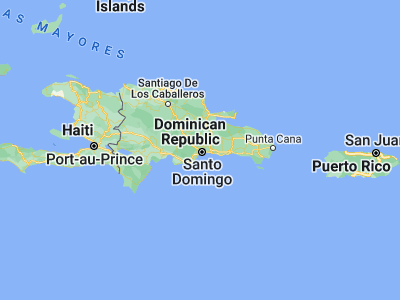 Map showing location of Santo Domingo (18.50012, -69.98857)
