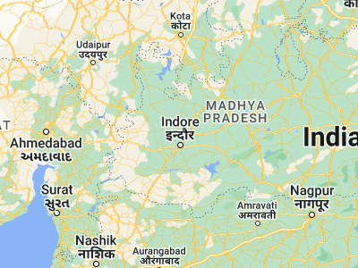 Map showing location of Sānwer (22.98333, 75.83333)