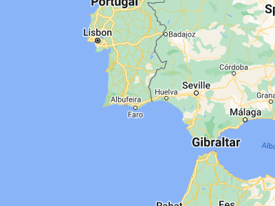 Map showing location of São Brás de Alportel (37.1531, -7.88752)