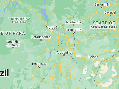Map showing location of São Geraldo do Araguaia (-6.40056, -48.555)