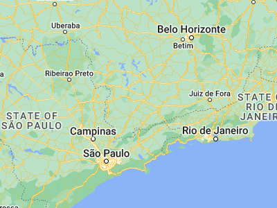 Map showing location of São Gonçalo do Sapucaí (-21.89222, -45.59528)