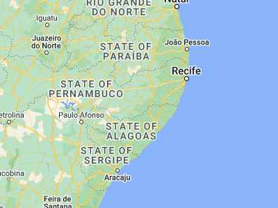 Map showing location of São João (-8.87556, -36.36667)