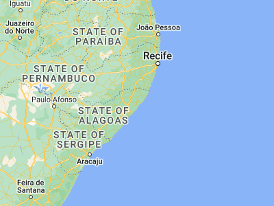 Map showing location of São Luís do Quitunde (-9.31833, -35.56111)