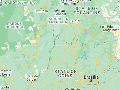 Map showing location of São Miguel do Araguaia (-13.275, -50.16278)
