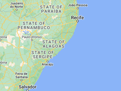 Map showing location of São Miguel dos Campos (-9.78111, -36.09361)