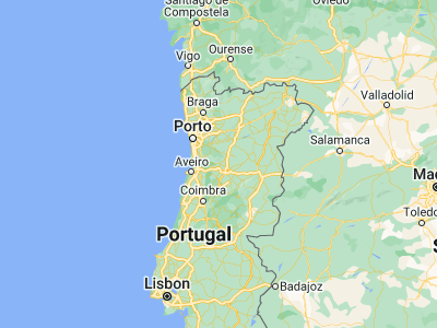 Map showing location of São Pedro do Sul (40.75537, -8.07265)