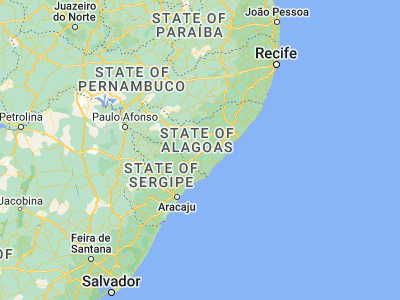 Map showing location of São Sebastião (-9.93361, -36.55417)
