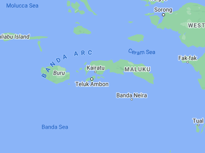 Map showing location of Saparua (-3.56818, 128.65382)