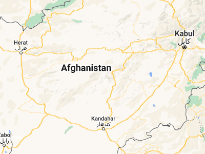 Map showing location of Sar-e Tayghān (33.50998, 65.67632)