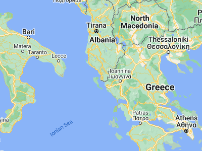 Map showing location of Sarandë (39.87556, 20.00528)