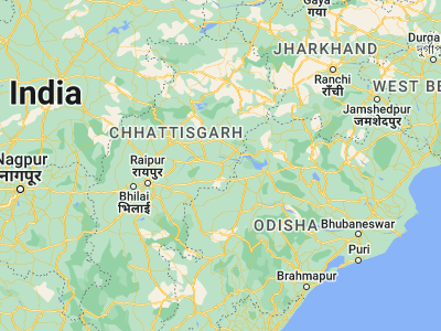 Map showing location of Sārangarh (21.6, 83.08333)