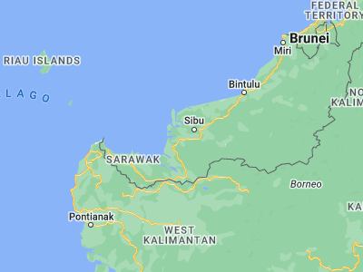 Map showing location of Sarikei (2.11667, 111.51667)