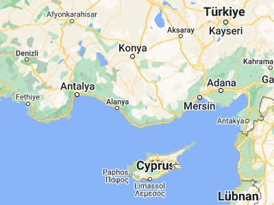 Map showing location of Sarıveliler (36.6913, 32.61958)