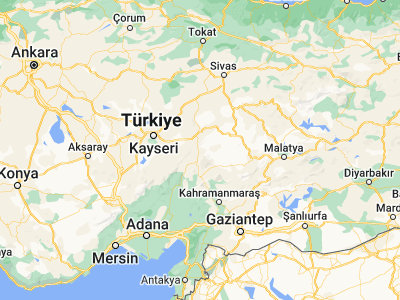 Map showing location of Sarız (38.47917, 36.49898)