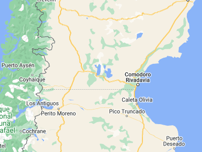 Map showing location of Sarmiento (-45.58815, -69.06996)