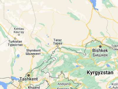 Map showing location of Sarykemer (43, 71.5)