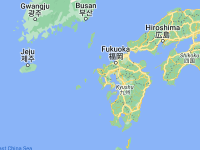 Map showing location of Sasebo (33.15917, 129.72278)