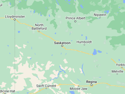 Map showing location of Saskatoon (52.11679, -106.63452)