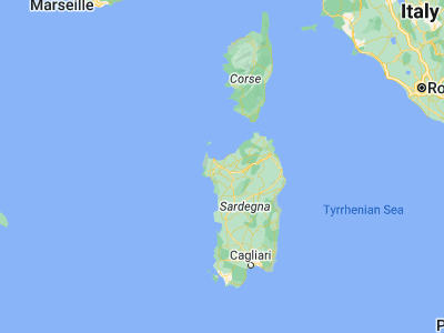 Map showing location of Sassari (40.72722, 8.56028)
