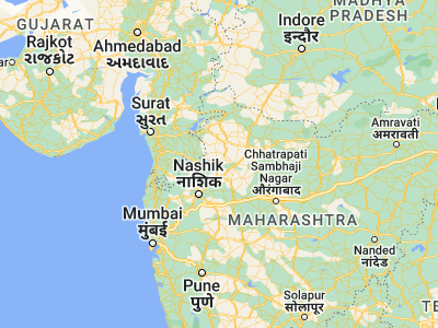 Map showing location of Satāna (20.58333, 74.2)