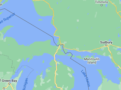 Map showing location of Sault Sainte Marie (46.4953, -84.34532)