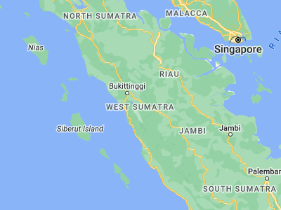 Map showing location of Sawahlunto (-0.67483, 100.80715)
