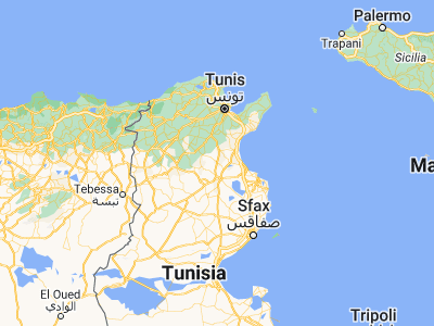 Map showing location of Sbikha (35.93325, 10.02081)