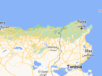 Map showing location of Sedrata (36.12868, 7.53376)