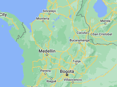 Map showing location of Segovia (7.07993, -74.6989)