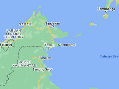 Map showing location of Semporna (4.48178, 118.61118)