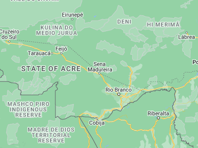Map showing location of Sena Madureira (-9.06556, -68.65694)
