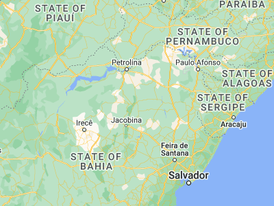 Map showing location of Senhor do Bonfim (-10.46139, -40.18944)