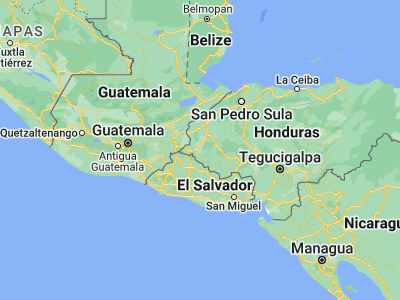 Map showing location of Sensenti (14.48333, -88.93333)