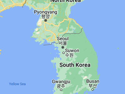 Map showing location of Seoul (37.56826, 126.97783)
