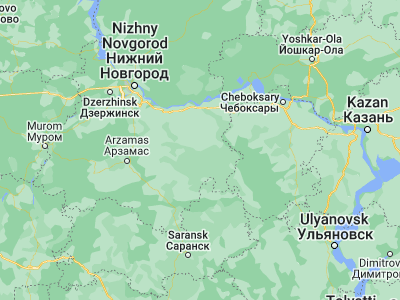 Map showing location of Sergach (55.53079, 45.46611)