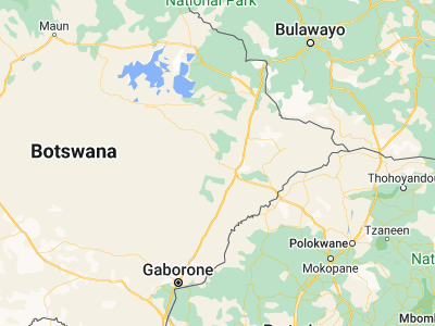 Map showing location of Serowe (-22.38754, 26.71077)