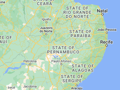 Map showing location of Serra Talhada (-7.99194, -38.29833)